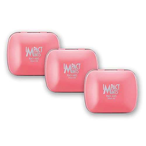 Image of Impact Mints Sugar-free Mints Peach Flavor (Pack of 3) 14g each, for everlasting & pleasant breath, product of Germany, pocket-friendly Mints in classic Tin packaging