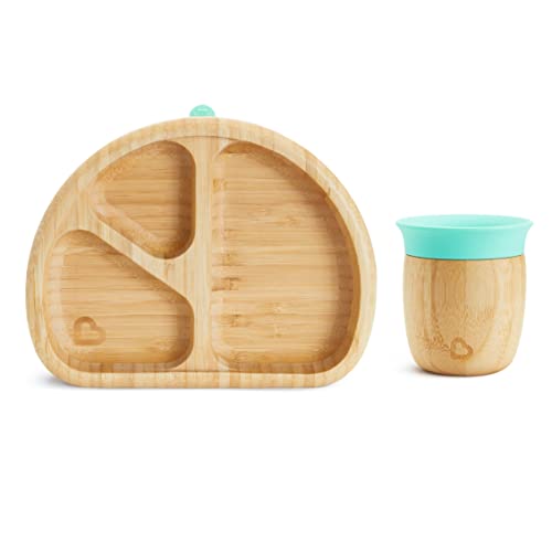 Image of Munchkin® Bambou™ Open Training Cup and Divided Suction Plate for Babies and Toddlers, Non-Toxic Bamboo and Food-Grade Silicone