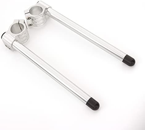 35mm Motorcycle Clip on Handlebars fit Fork Tube 35mm, 7/8" Street&Sport Bike Handlebar, 35 mm Clip ons bars 7° CNC Silver