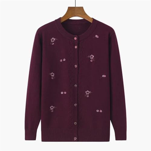 Women Knitted Sweaters Autumn Winter Printed Middle Aged Mother Embroidered Long Sleeve Cardigan Tops Button Sweater4