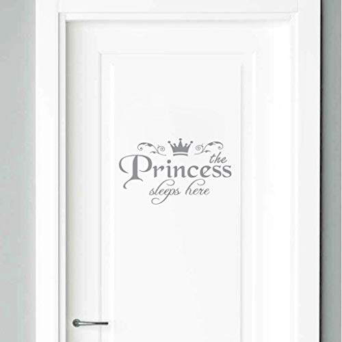 Suzanne Billy Princesa decoración casera del PVC etiqueta de la pared de la puerta de la etiqueta engomada de la muchacha puerta del dormitorio de vinilo mural del arte (Color : Gray)
