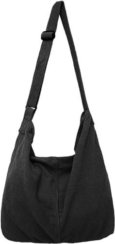 Image of Unisex Corduroy Hobo Shoulder Shopper Bag - Large, Everyday /Office /Travelling