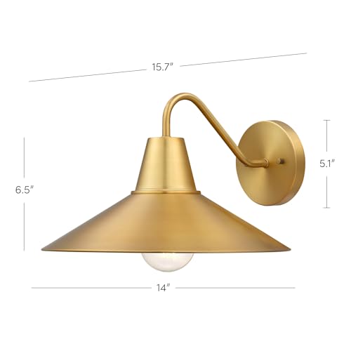 Image of Nathan James Zemi Mid-Century Modern Indoor Vintage Wall Sconce, Living Room Wall Sconce or Bedside Wall Lamp, Vintaged Brass Wall Light