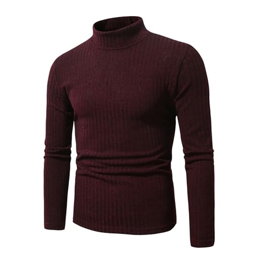 Men's Slim Fit Cable Knitted Turtleneck Sweater Casual Basic Long Sleeve Thermal Pullover Sweater Base Layer Tops2