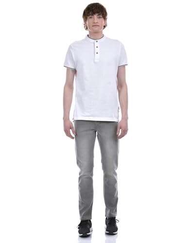 Image of Numero Uno Men's Grey Low Rise Skinny Fit Sustainable Jeans
