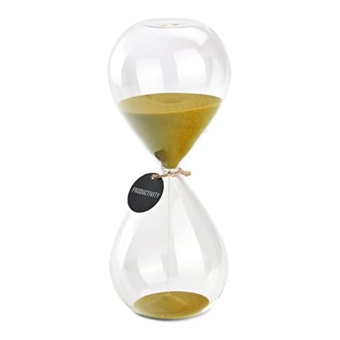 SWISSELITE Hourglass Sand Timers, Hourglass Sand Clock Inspired Glass for Home, Desk, Office Decor (8Inch-30Mins Gold) Cover