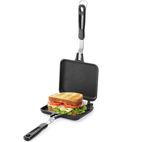 Cididu Hot Sandwich Maker, Sandwich Toaster Gas Stove, Double-sided Non-stick Frying Pan for Bread Cheese Pancake Breakfast, Stovetop Sandwich Grill Press Flip Pan for Camping Home - Thumbnail 3