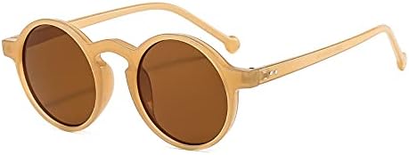 Xpectrum Lightweight Unisex Small Round Sunglasses Hippie Circular Plastic Frame Retro Lennon Style Boho Glasses (Sugar Brown, 47)