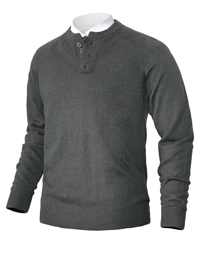 Pioneer Camp Men's Henley Knit Sweater Long Sleeve Button Pullover Sweaters Casual Lightweight Slim Fit Henley Sweaters