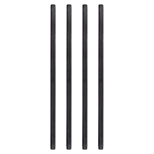 PIPE DECOR 3/4” x 30” Black Steel Plumbing Pipe, Pre Cut, Industrial Steel Grey Fits Standard 3/4 Inch Threaded Black Malleable Iron Fittings, Build Vintage DIY Furniture, 4 Pack