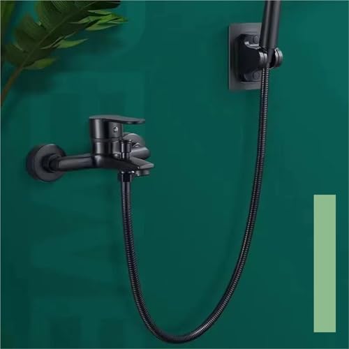 Flexible de douche en acier inoxydable noir 2m avec son support mural réglable - 8