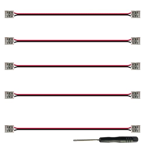 Fluflux 2-Pin Solderless Jumper Connectors for 8mm LED Strip Lights, with Pre-Installed 6'' 20AWG Wire and 3M VHB Adhesive, 8mm COB Tape Light Connectors for Quick, Secure Connection (Pack of 5) by FluFlux - Used condition - US$12.11