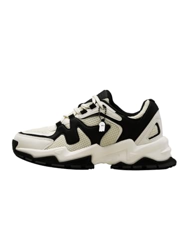 Image of The Souled Store Fumes NX: Sage Men and Boys Low Top Sneakers Green and Off White Streetwear Chunky Trainer Breathable Mesh Cushioned Midsole Durable Sole Lace Up Lightweight Padded Collar