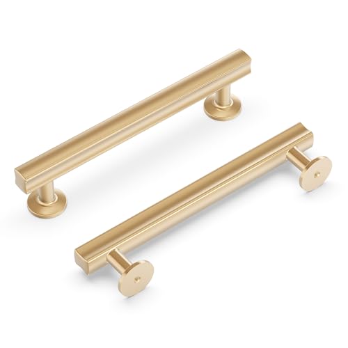Hickory Hardware 1 Pack Solid Core Kitchen Cabinet Pulls, Luxury Cabinet Handles, Hardware for Doors & Dresser Drawers, 5-1/16 Inch (128mm) Hole Center, Champagne Bronze, Woodward Collection