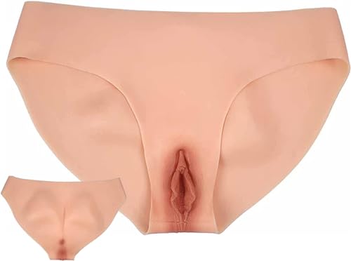 BINOT Silicone Gaff Panties for Transgender, Crossdresser Realistic Vagina Panties Hiding Gaff Boxer Briefs Butt Lifter Enhancer,Asian yellow,Basic