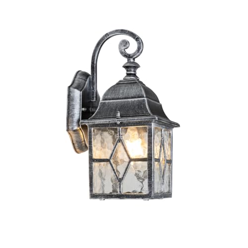 Farol de pared exterior rústico Qazqa Londres plata de aluminio y vidrio 5