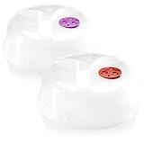 com-four® 2x Mikrowellenabdeckhaube mit verstellbarer Belüftung im Deckel, Mikrowellendeckel mit Griffmulde aus Kunststoff [Auswahl variiert] (2 Stück - transparent/bunt)