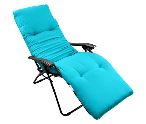 CHELY INTERMARKET Cojín Acolchado 180x55x8cm Azul Turquesa Claro Exterior Tumbonas Sillas Jardín Terraza Cómodo Poliéster Respaldo Largo Palets Reclinables Sujeción Elástica Vacaciones