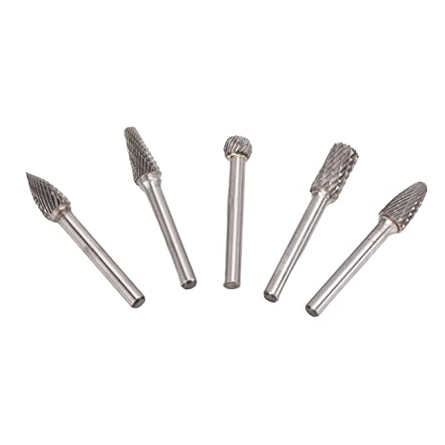 Set de 5 fresas rotativas de carburo doble corte 1/4 pulg miniatura 3
