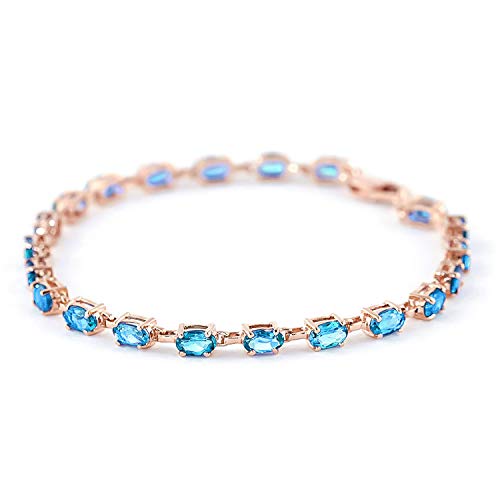 Galaxy Gold Gg 14K Solid Rose Gold Tennis Bracelet With Blue Topaz #TOP2