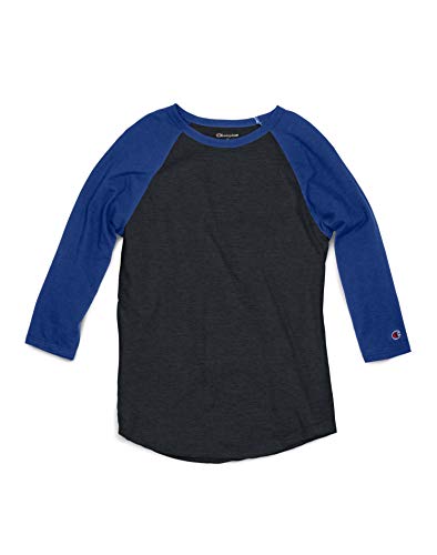 Champion - Premium Fashion Raglan Three-Quarter Sleeve Baseball T-Shirt - CP75 - M - Charcoal Heather/Athletic Royal