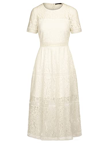 ApartFashion Damen Kanten midi-jurk Kleid, Creme, 42 EU