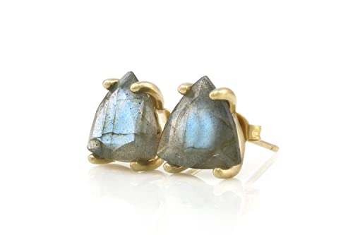 Boucles d'oreilles labradorite triangle le cadeau idéal fait main chargé d'histoire