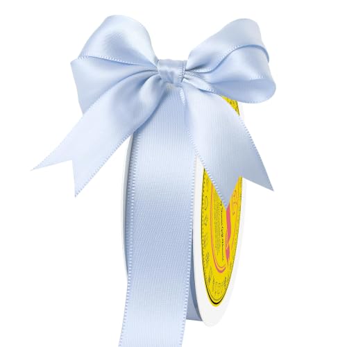 Image of Double Face Blue Bell Satin Ribbon 7 /8 Inch x 25 Yards Polyester Ribbon for Gift Wrapping Easter Weddings Party Decorations Hair Bows Invitations
