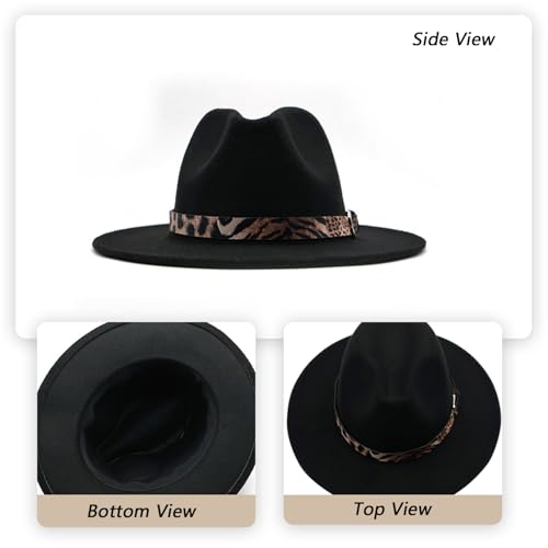 Chapeau Fedora en feutre unisexe avec boucle léopard - 4