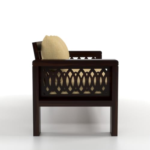 Image of NATRAJ ART & CRAFT Sheesham Wood 3 Seater Sofa Set for Living Room | Wooden Sofa Set for Living Room Furniture (3 Seater, Walnut Finish)