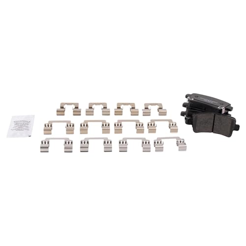 Image of TRQ Performance Rear Brake Pad and Rotor Set Ceramic Slotted Drilled Coated Rotors Calipers Compatible with 2010-2012 Buick LaCrosse