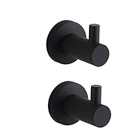 CASEWIND Black Towel Hook, Bathroom Wall Hooks, 2 Pack Coat Hooks for Robe Matt SUS 304 Stainless Steel Wall Mounted