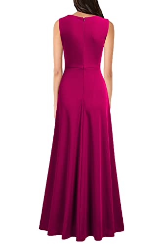 Image of MUSHARE Women's V Neck Sleeveless Split Formal Dress Cocktail Party Prom Long Dresses