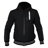 Construction à coque souple KEROZEN Veste moto capuche homme – Clarake Blouson réfléchissant Biker Kevlar Softshell avec protection CE Armor (FR/ES, Alpha/lettres, S, Taille normale, Taille normale, Softshell)