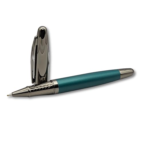 Image of Venti Gun Metal Roller Ball Pen| Green Body Color | Ink Color - Black | Novel Gifts For Professionals | Premium Pens For Personal & Professional Use | Return Gift | (871-Green, Rollerball Pen)