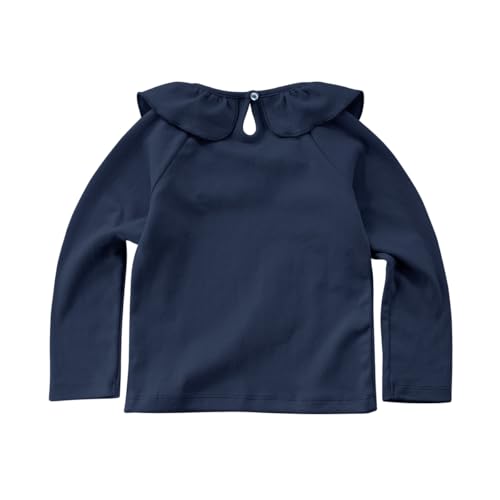 Little Girls Ruffle Collar T-Shirt Children Cotton Soild Color Long Sleeve Blouse Tee Tops 2-7 Years2
