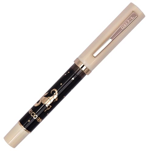 Ranvi Jinhao 58A 万年筆、クラシックな12星座デザイン、滑らかな書き心地、極細ペン先、インクコンバーター付き(ゴールドクリップ:山羊座)
