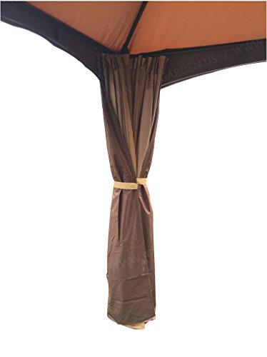 APEX GARDEN 4 Poles Brown Corner Curtain Set for Lowe's 10' x 12' Gazebo Model #GF-12S004BTO / GF-12S004B-1 (Corner Curtains Only) (Brown) - Thumbnail 4
