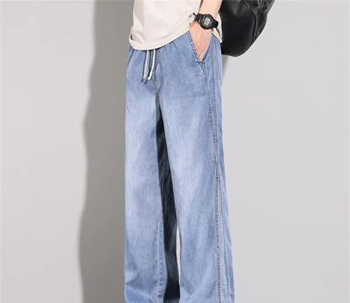 Mens Jeans Summer Thin Casual Stretch Waist Soft Vintage Denim Trousers Fashionable Business Pants2