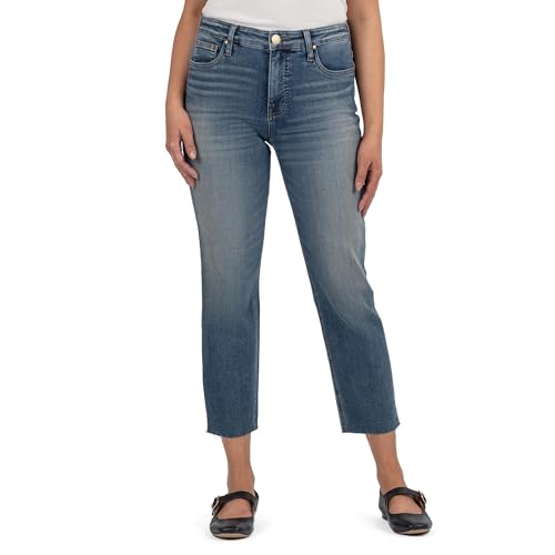 KUT from the Kloth Women's Petite Rachael High-Rise Fab Ab Mom Raw Hem in Braveness