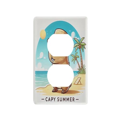 Capybara Beach Summer Light Switch Cover Decorative Receptacle Outlet Wall Plate Guard Plastic Wall Outlet Cover for Home Decor Room Office Bathroom (Duplex Outlets Cover)