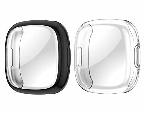 SHEAWA Fitbit Sense 2/Versa 4pP[X Jo[ 2Zbg یP[X TPUJo[ Sʕی Ռz dCbL ANZT[ (ubN+)