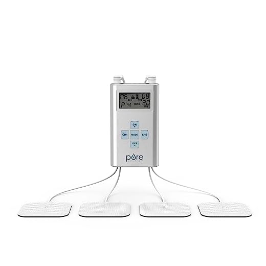 Pure Enrichment PurePulse Pro Advanced TENS Device with LCD Display, 8 Therapy Programs, 25 Pulse Settings, Adjustable Timer and 2 Channels - Includes 2 AAA Batteries, 4 Electrode Pads and Storage Bag