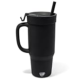 Silipint: Humbler 32oz - Classic Black - Silicone Handled Tumbler w/Lid & Straw, Unbreakable, Hot/Cold Drinks, Dishwasher-Microwave-Freezer-Oven Safe