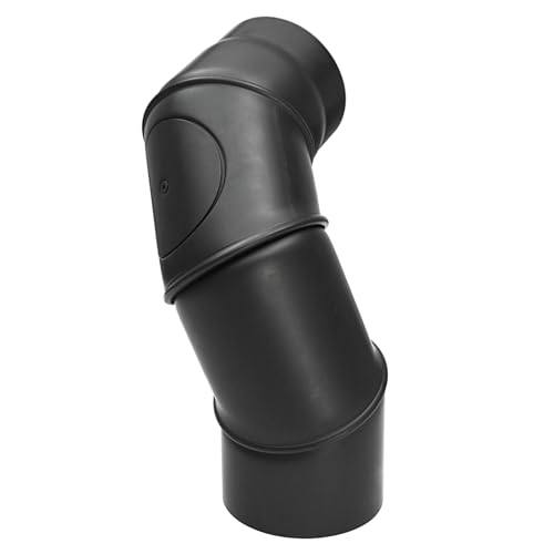raik Rauchrohrbogen/Ofenrohrbogen Multibogen mit Tür 4-teilig 0-90 drehbar 130 mm Durchmesser 2 mm Stahlblech Schwarz SH062-130-sw