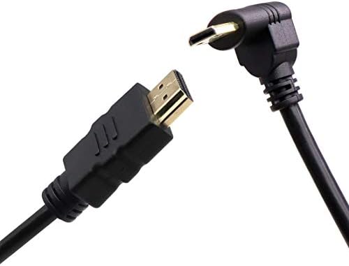 Mini HDMI to HDMI Cable High Speed with Ethernet Type C 90 degrees bend to Type A Support 3D & 4K for Digital Cameras/Camcorders, MP3 players, HDTVs and other HDMI Devices 2in/0.6M