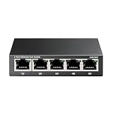 5 Port 10/100 Mbps 5-12V Fast Ethernet Switch | Desktop Ethernet Splitter | Ethernet Hub | Plug & Play | Fanless Quiet | Green Technology | Unmanaged
