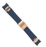 hoosouk Sports Man Silica Gel Uhrenarmband für Ulysse Armband für Nardin DIVER Wasserdichtes Armband Kautschukband(Blue rosegold)