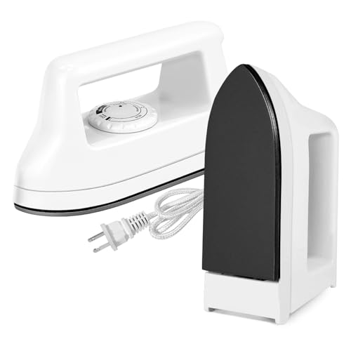 Mini Iron for Crafts and Travel - Electric Heat Press Machine for Quilting and Sewing (White) - 6.49 x 3.74 x 2.6 Inches