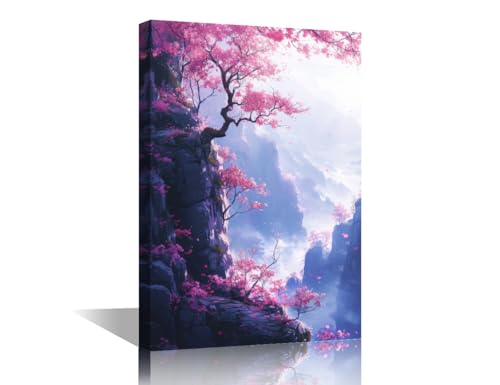 Peinture sur toile arbre en fleurs pour salon moderne et décoration murale chambre TISHIRON